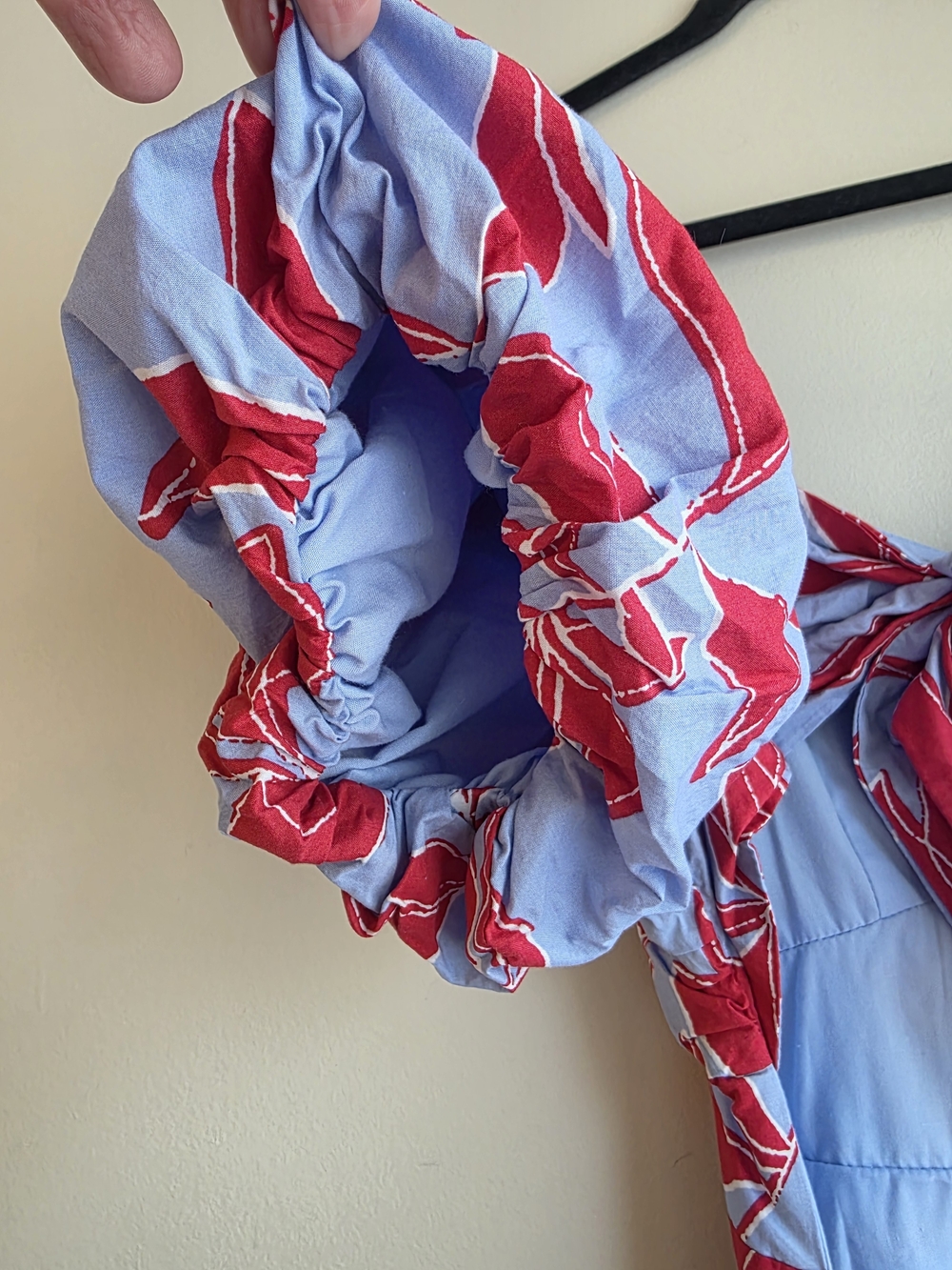 VICI Blue & Red Floral Puff Sleeve Maxi Dress Sz M Cottagecore Vacation - Picture 7 of 9